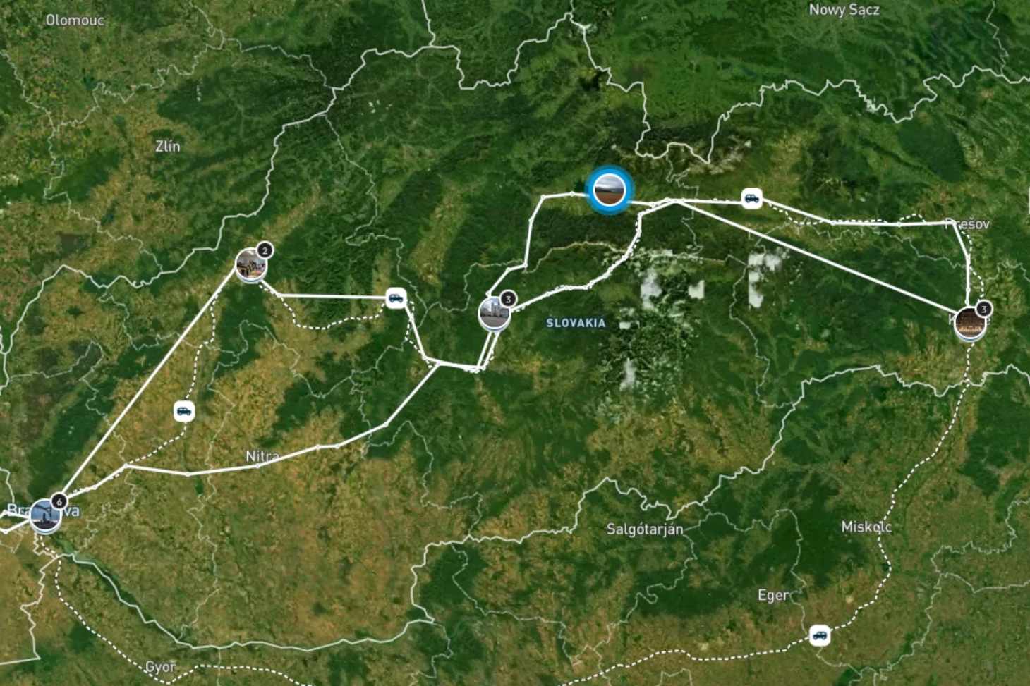 Carte trajet lycées Slovaquie 